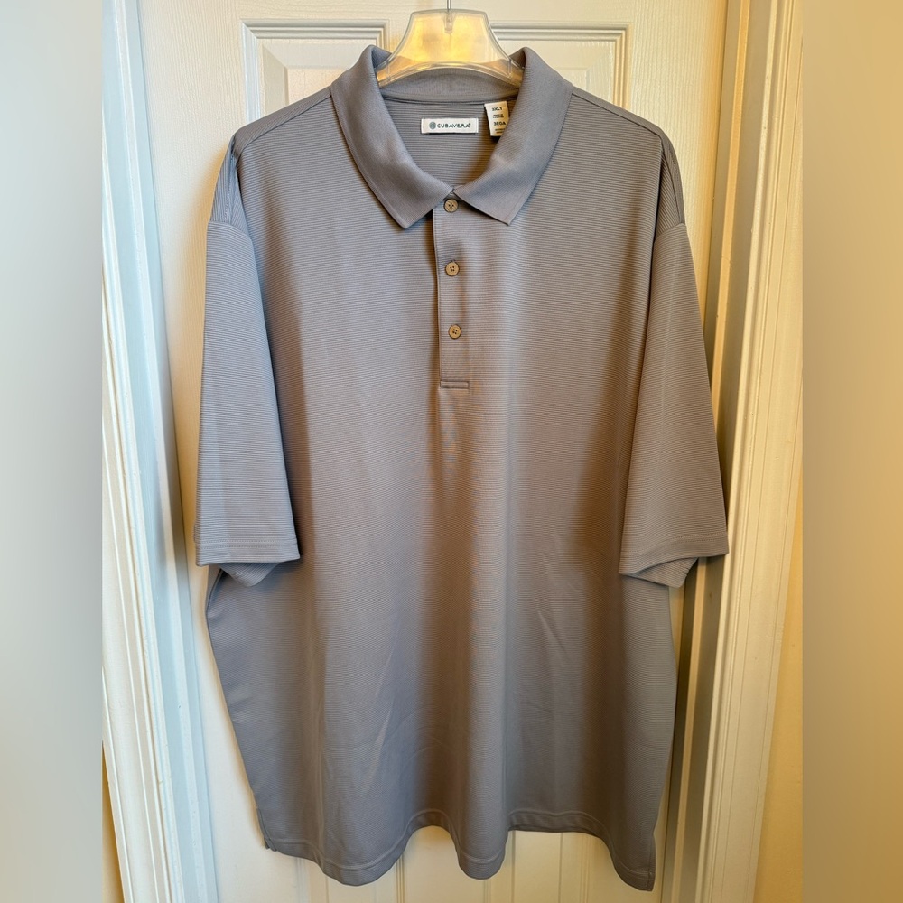 Cubavera silver/gray short sleeve polo shirt. Men's 3XLT moisture wicking golf
